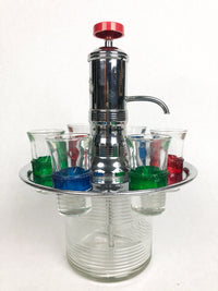 Mid-Century Modern Chrome and Glass Decanter+ Shot Glass Set