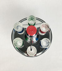 Mid-Century Modern Chrome and Glass Decanter+ Shot Glass Set
