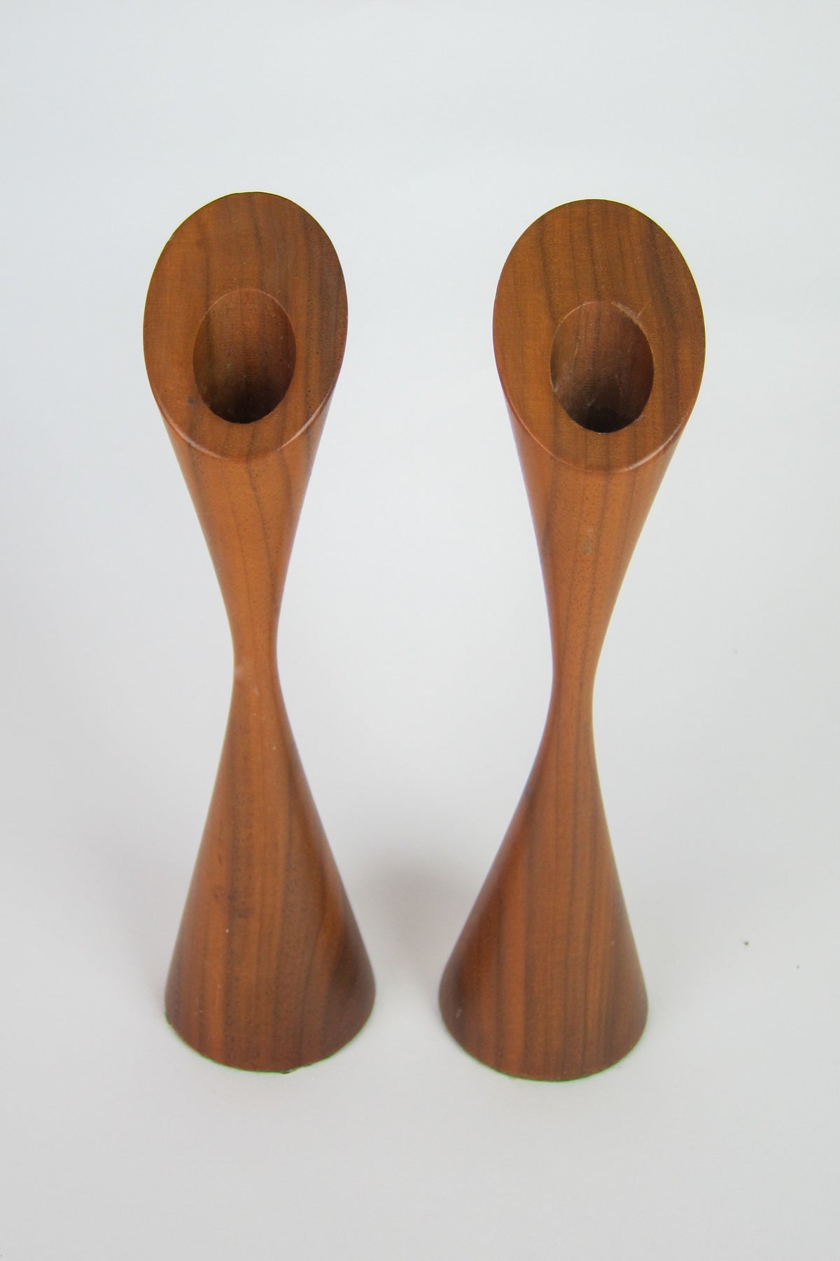 Vintage Mid-Century Modern Teak Candle Holders
