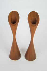 Vintage Mid-Century Modern Teak Candle Holders