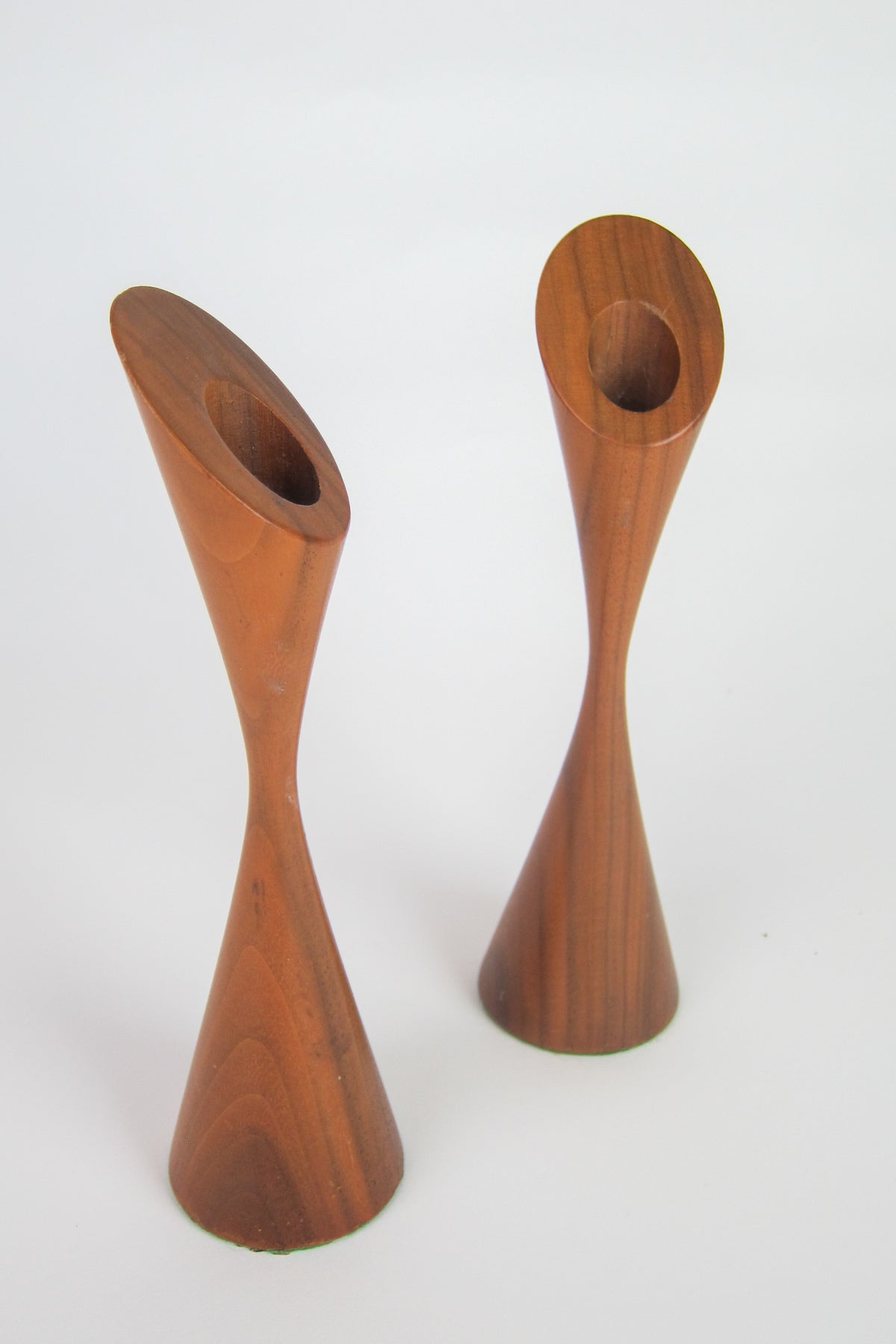 Vintage Mid-Century Modern Teak Candle Holders