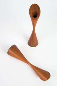 Vintage Mid-Century Modern Teak Candle Holders
