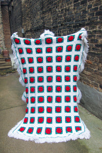Vintage Handmade Rose Blanket