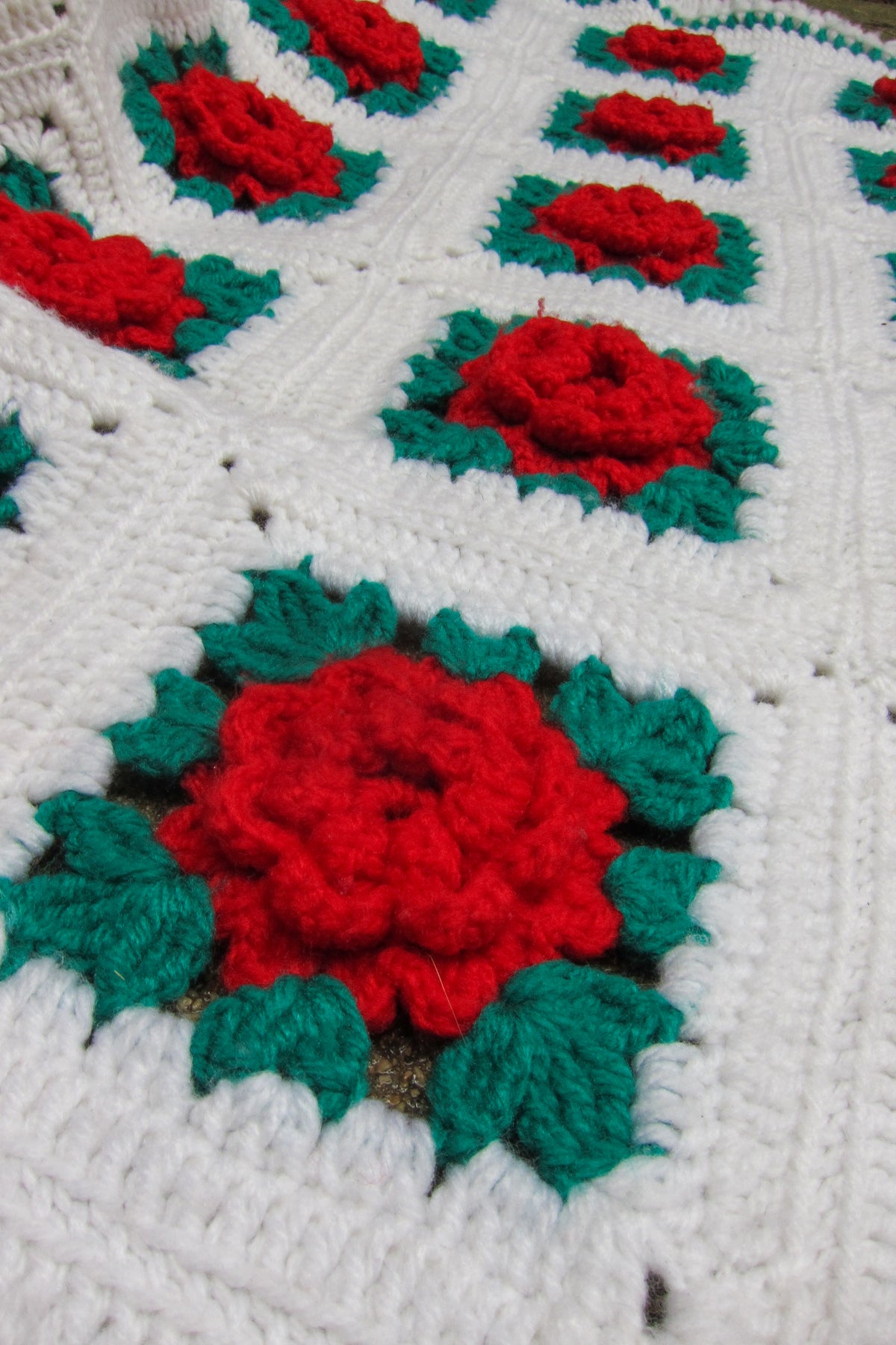 Vintage Handmade Rose Blanket
