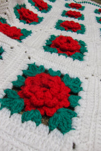 Vintage Handmade Rose Blanket