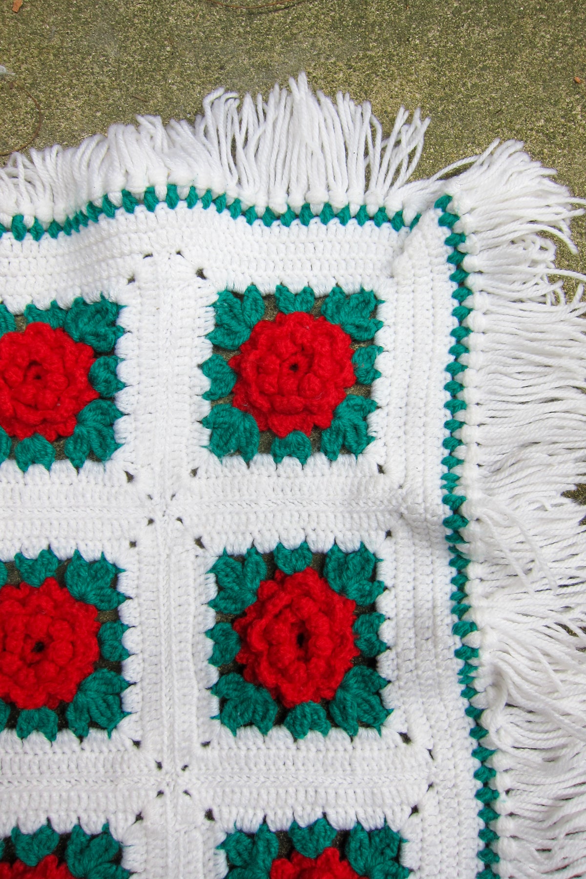 Vintage Handmade Rose Blanket