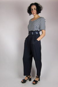 Vintage Striped Jumpsuit and Jacket Set