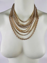 Vintage Gold Tone Multi-Chain Necklace
