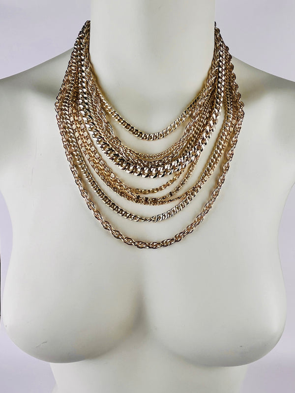 Vintage Gold Tone Multi-Chain Necklace