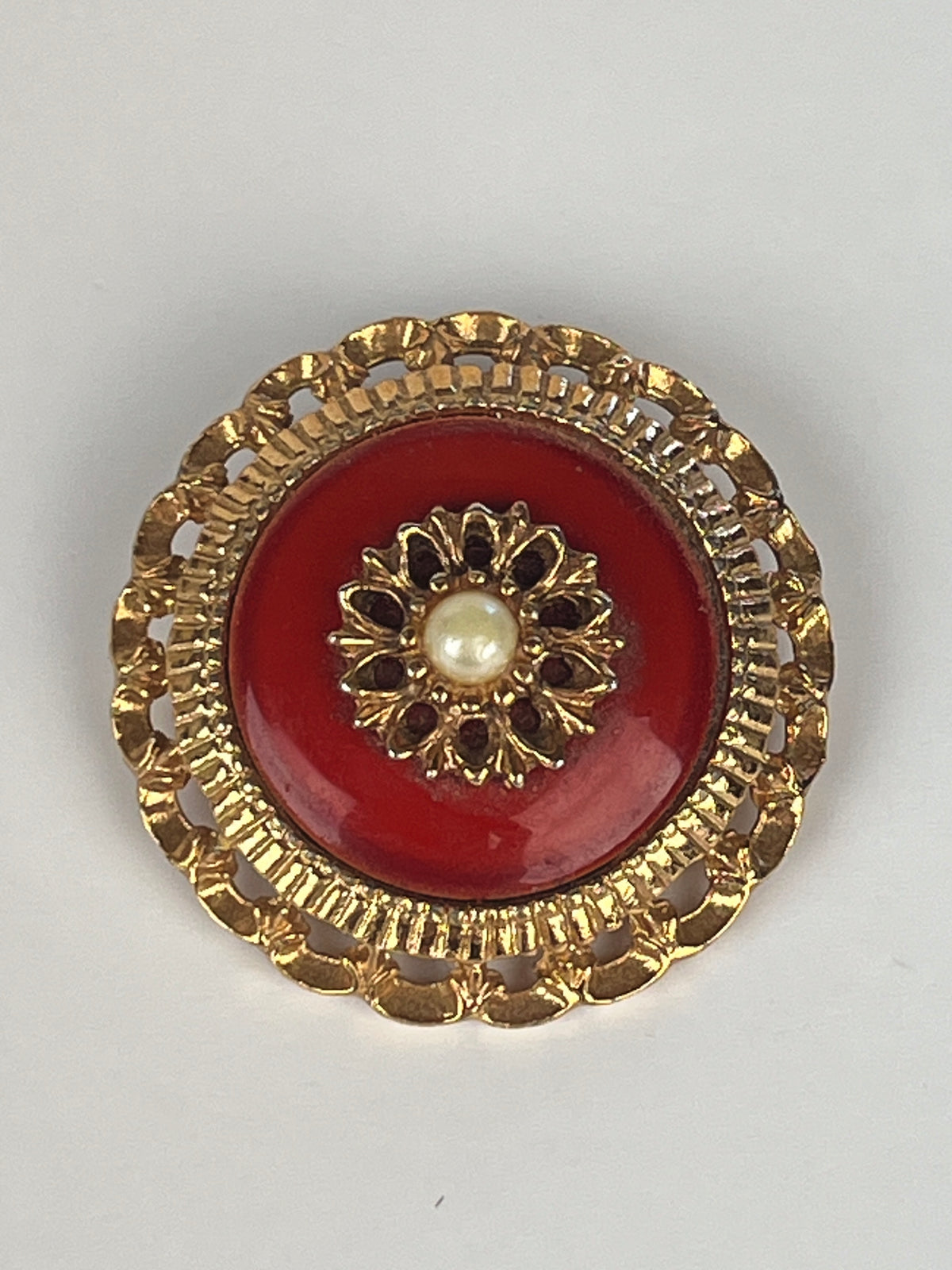 Vintage Gold Tone Enameled Brooch