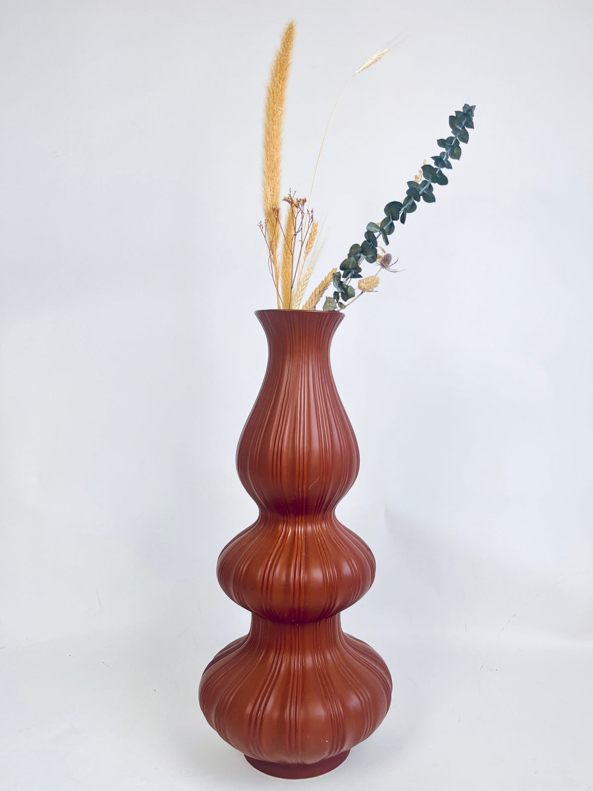 Vintage Ribbed Ceramic Vessel