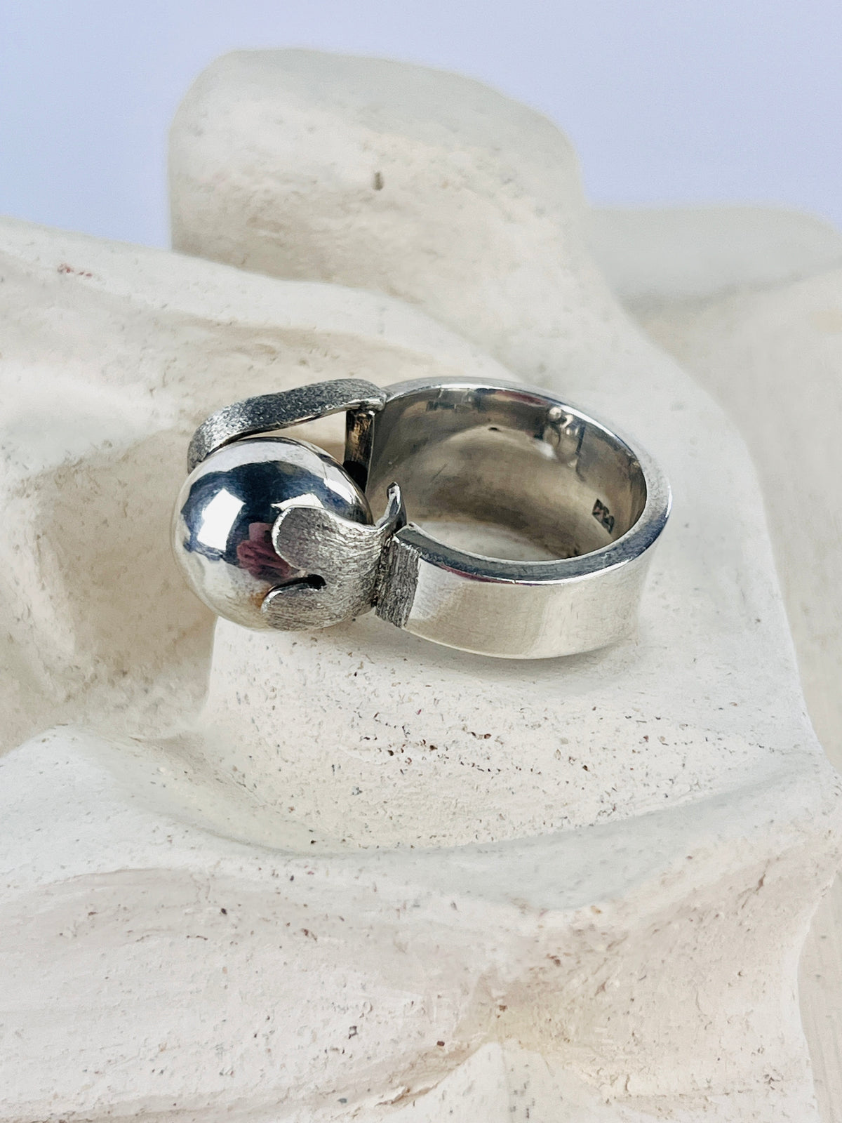 Modernist Sterling Ball Ring