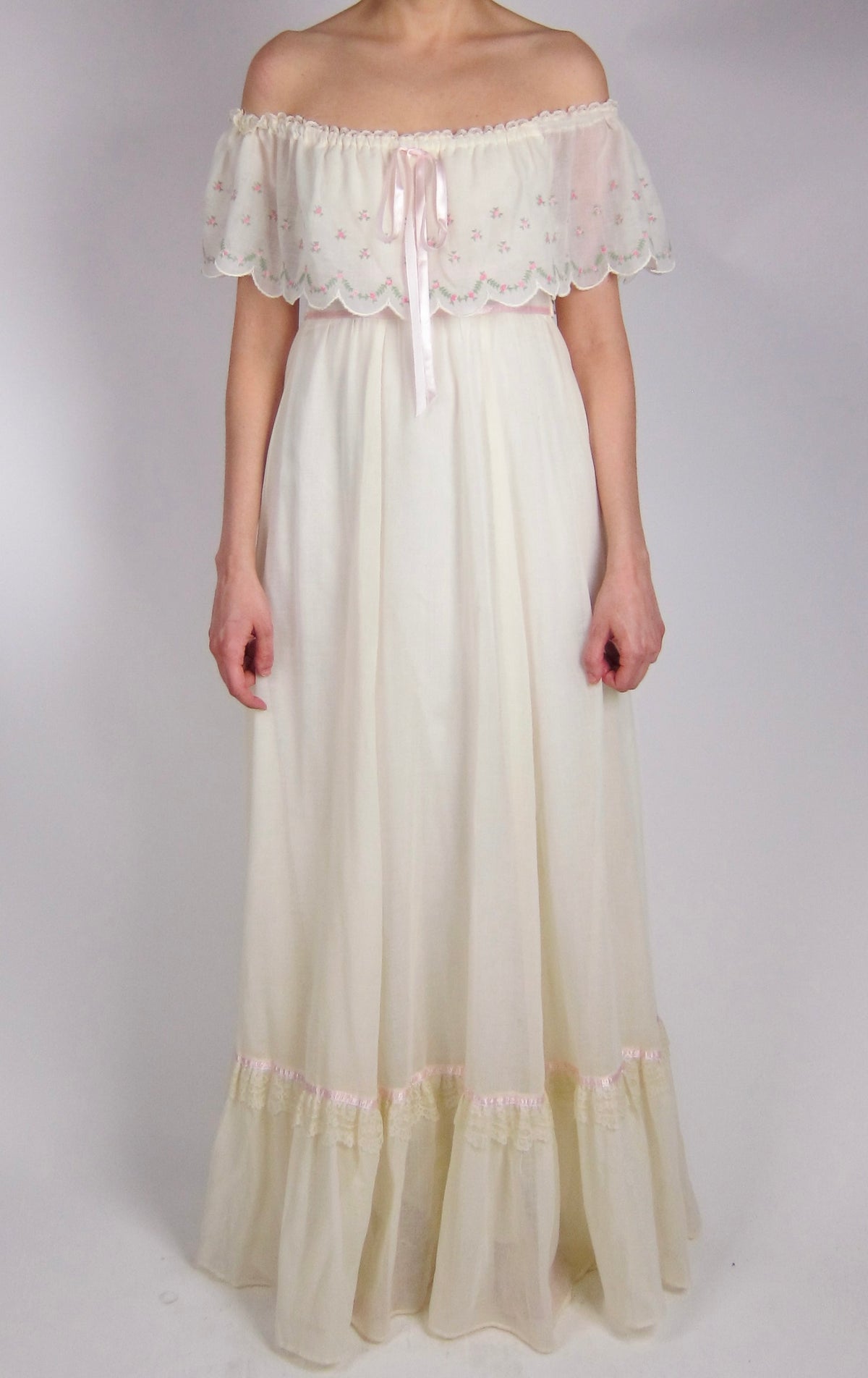 Vintage Gunne Sax by Jessica McClintock Floral Gauze Dress