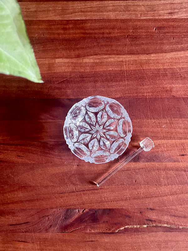Vintage Glass Salt Server & Spoon