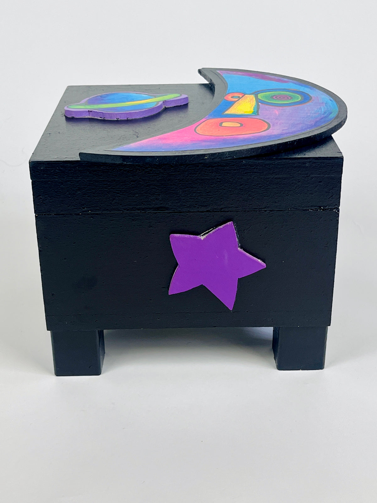 Vintage 90s Postmodern Celestial Wood Box