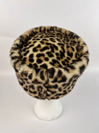 Vintage Leopard Faux Fur Pillbox Hat