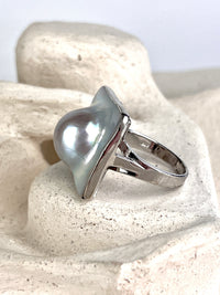 Vintage Sterling Blister Pearl Ring