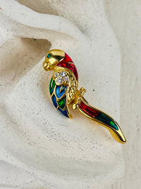 Vintage Enameled Parrot Brooch