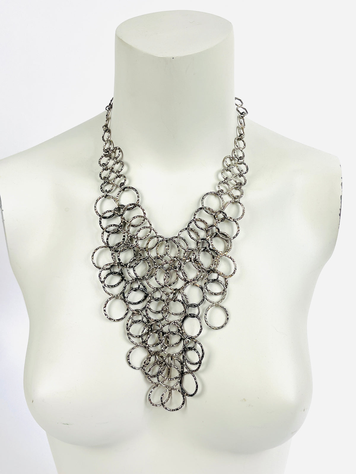 Vintage Silver Tone Bib Necklace