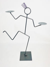 Large Vintage Postmodern Metal Candle Holder