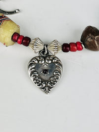 Vintage Buffalo Nickel, Sterling Charms, and Trade Beads Bracelet