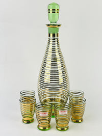 Art Deco Hand-Blown Czech Glass Decanter Set