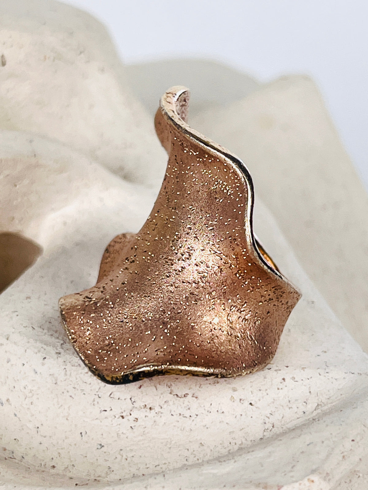 Vintage Rose Gold Vermeil Sterling Silver Shimmer Ring