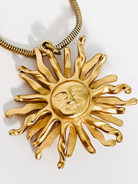 Vintage 90s Double-Sided Sun Face Necklace