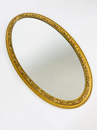 Vintage Oval Carved Wood Frame Wall Mirror