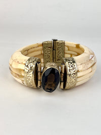 Vintage Smoky Topaz & Bone Bangle