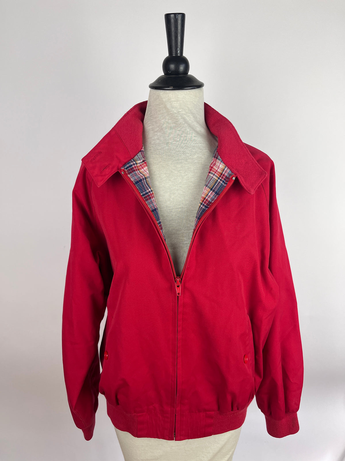 Red Vintage Jacket with Plaid Lining