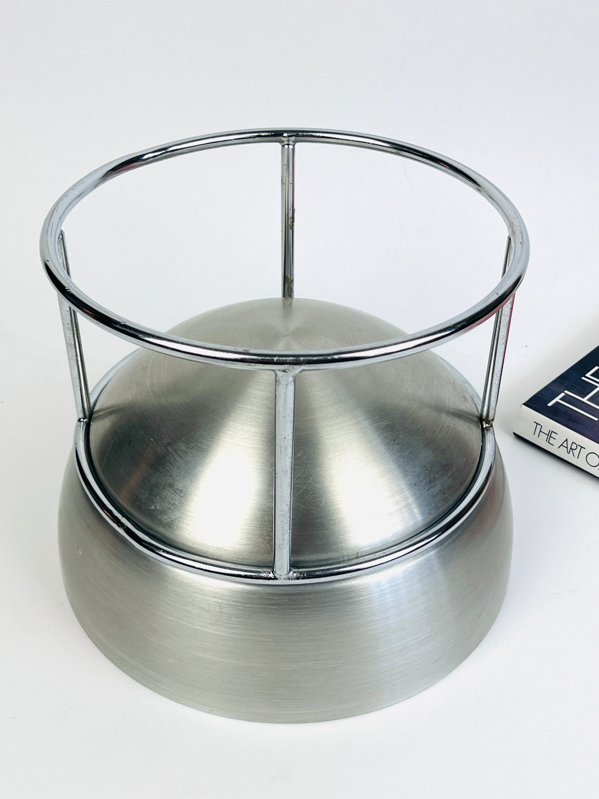 Vintage Modernist Hugh Acton Spun Aluminum Planter on Chrome Stand