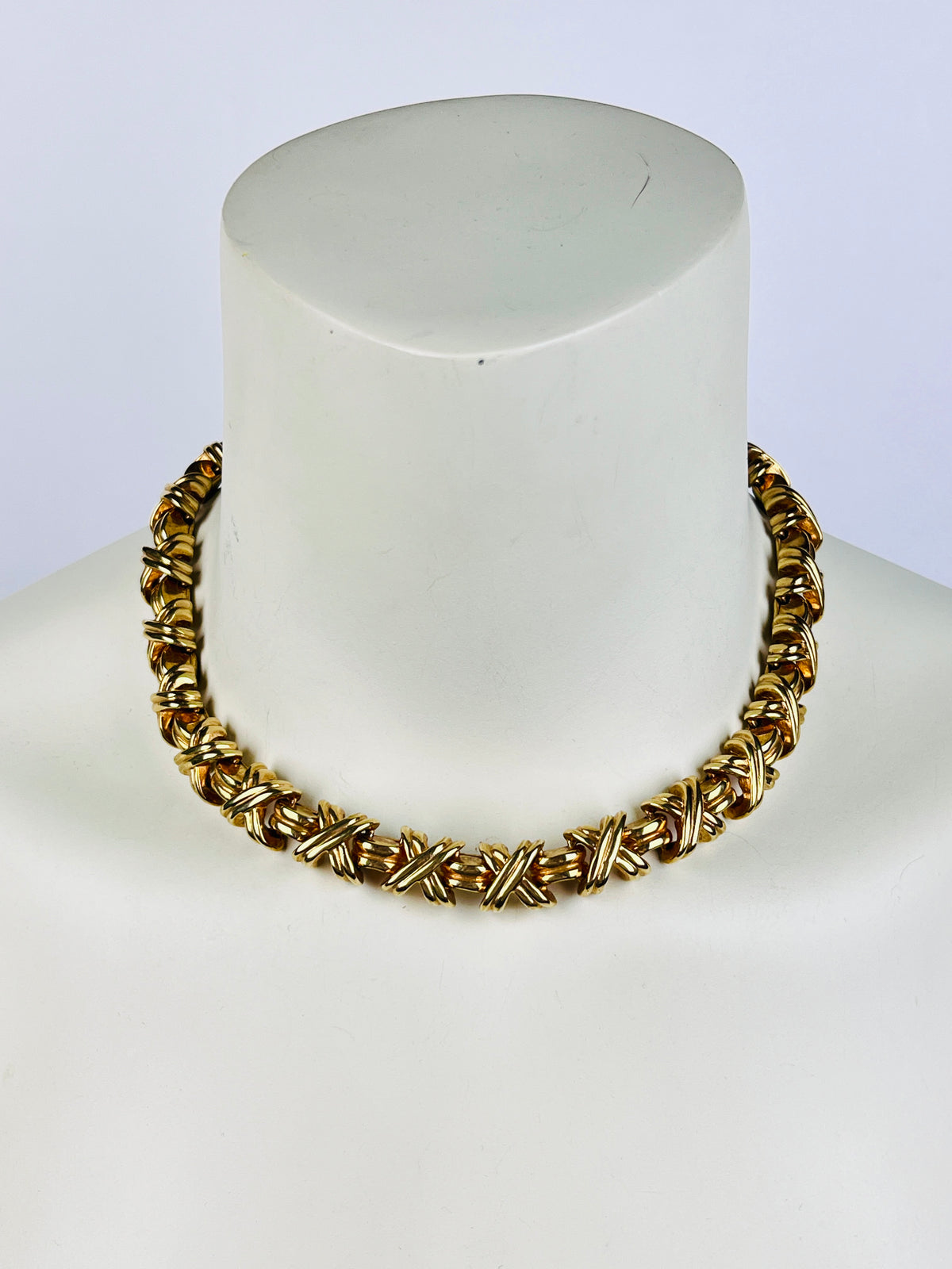Vintage Gold Tone Criss-Cross Necklace