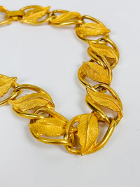 Vintage Gold Tone Leaf Necklace