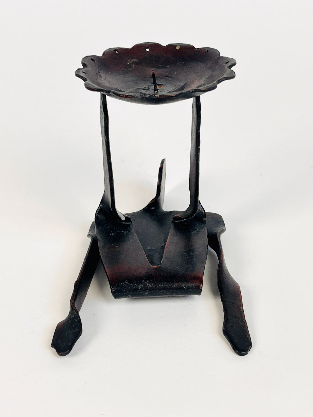 Vintage Figurative Wrought Iron Candle Holder