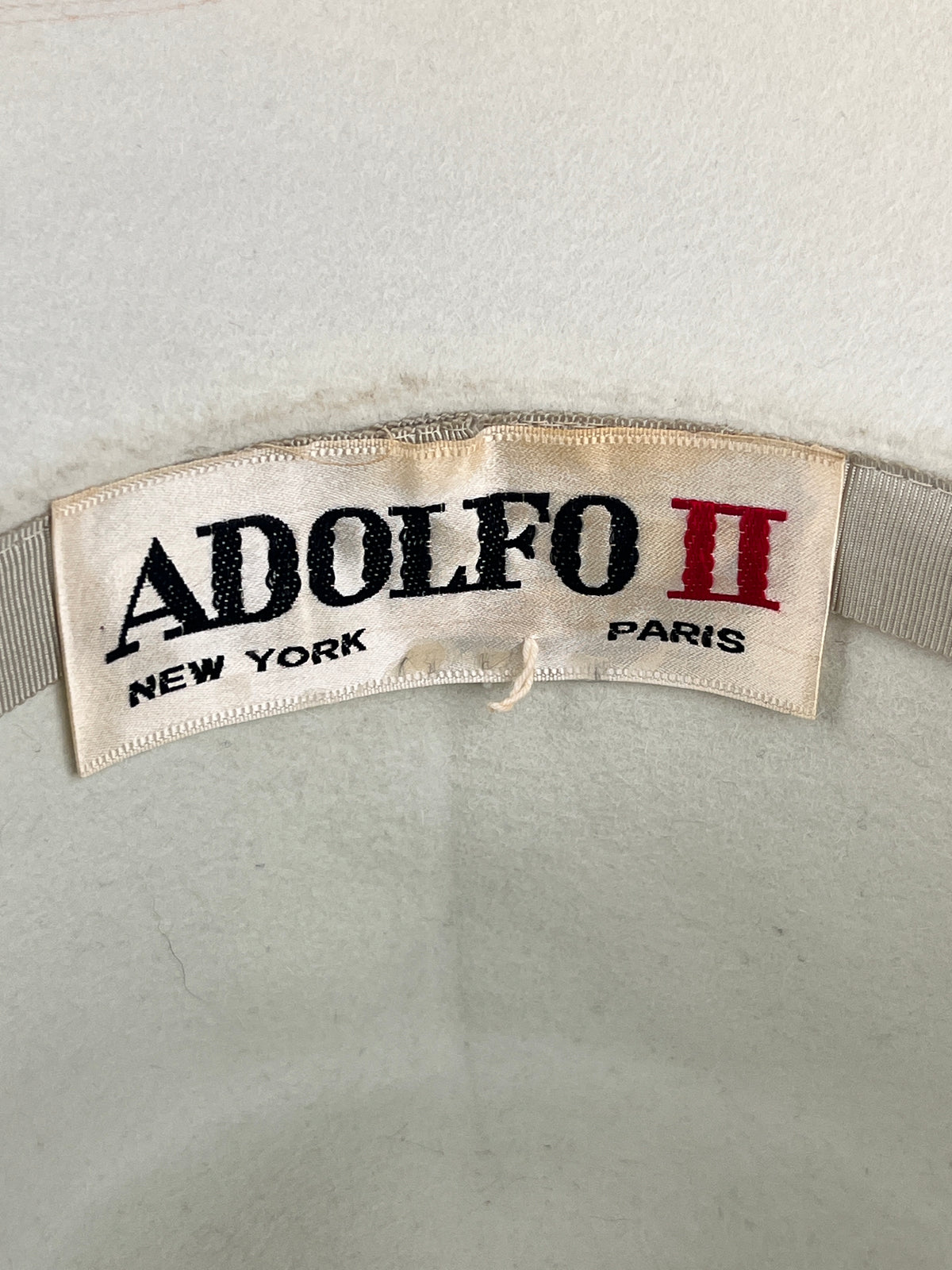 Vintage White Felted Wool Hat by Adolfo