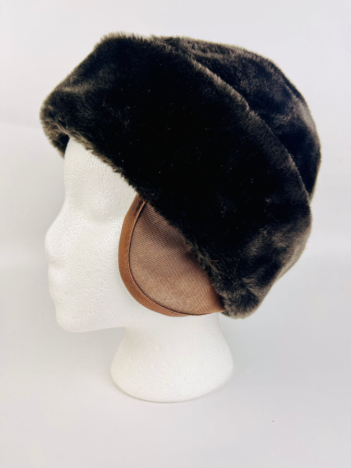 Vintage Chocolate Brown Faux Fur Hat
