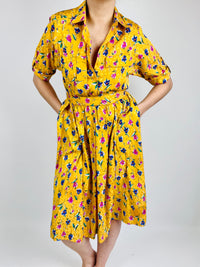 Vintage Yellow Floral Dress