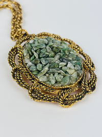 Vintage Jade Chip Pendant Necklace