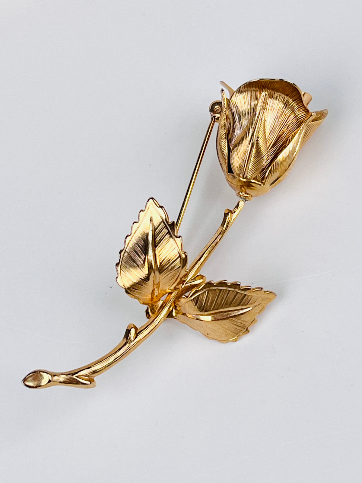 Vintage Gold Tone Rose Brooch