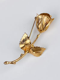Vintage Gold Tone Rose Brooch