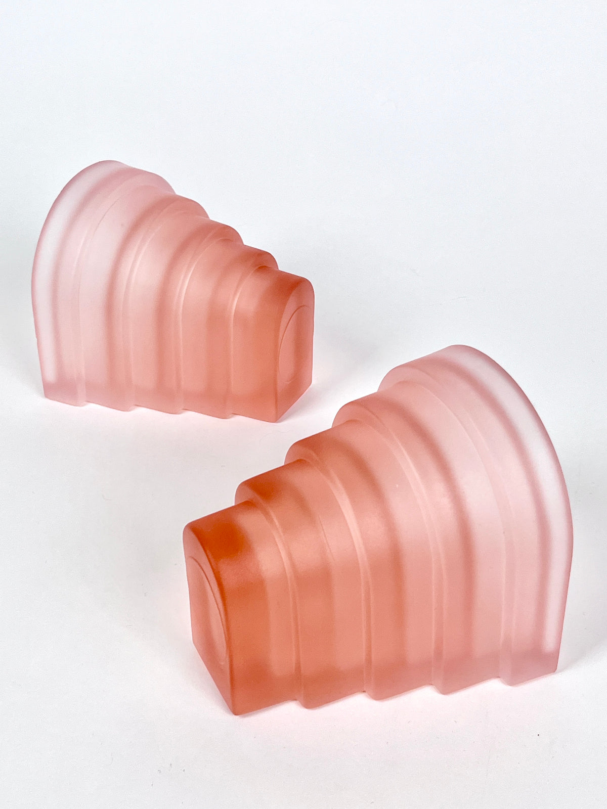 Italian Postmodern Pink Frosted Glass Bookends