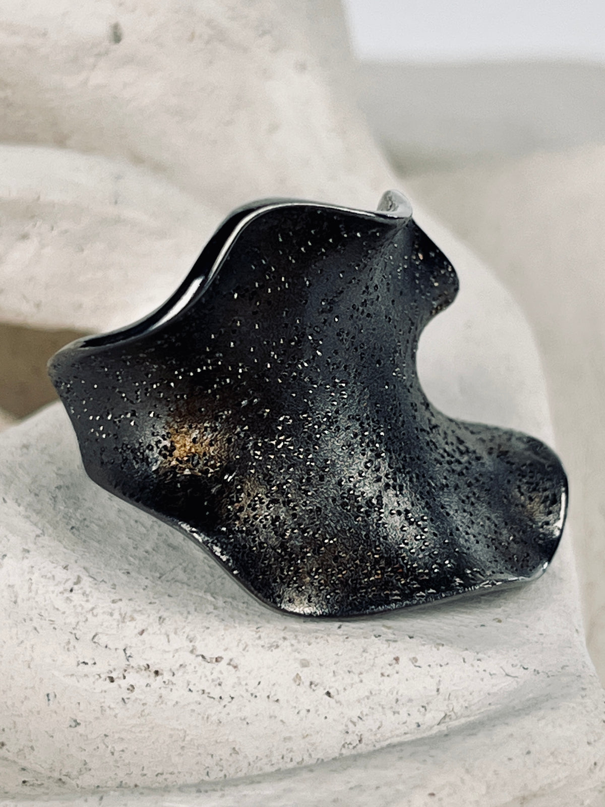 Vintage Oxidized Sterling Silver Shimmer Ring