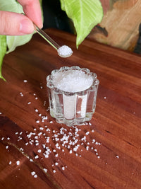 Vintage Glass Salt Server & Spoon