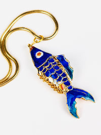 Vintage 1970s Articulated Fish Necklace