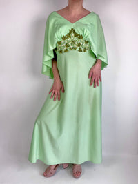 Vintage 1960s Pistachio Green Maxi Dress