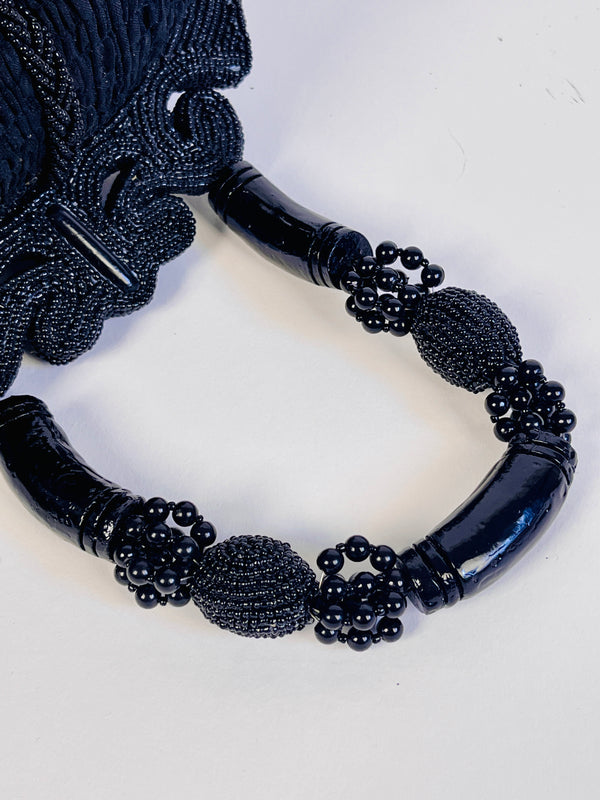 Vintage Black Beaded Butterfly Bag