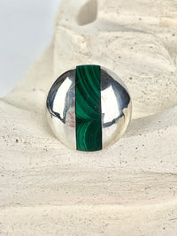 Sterling Dome Ring with Malachite Inlay