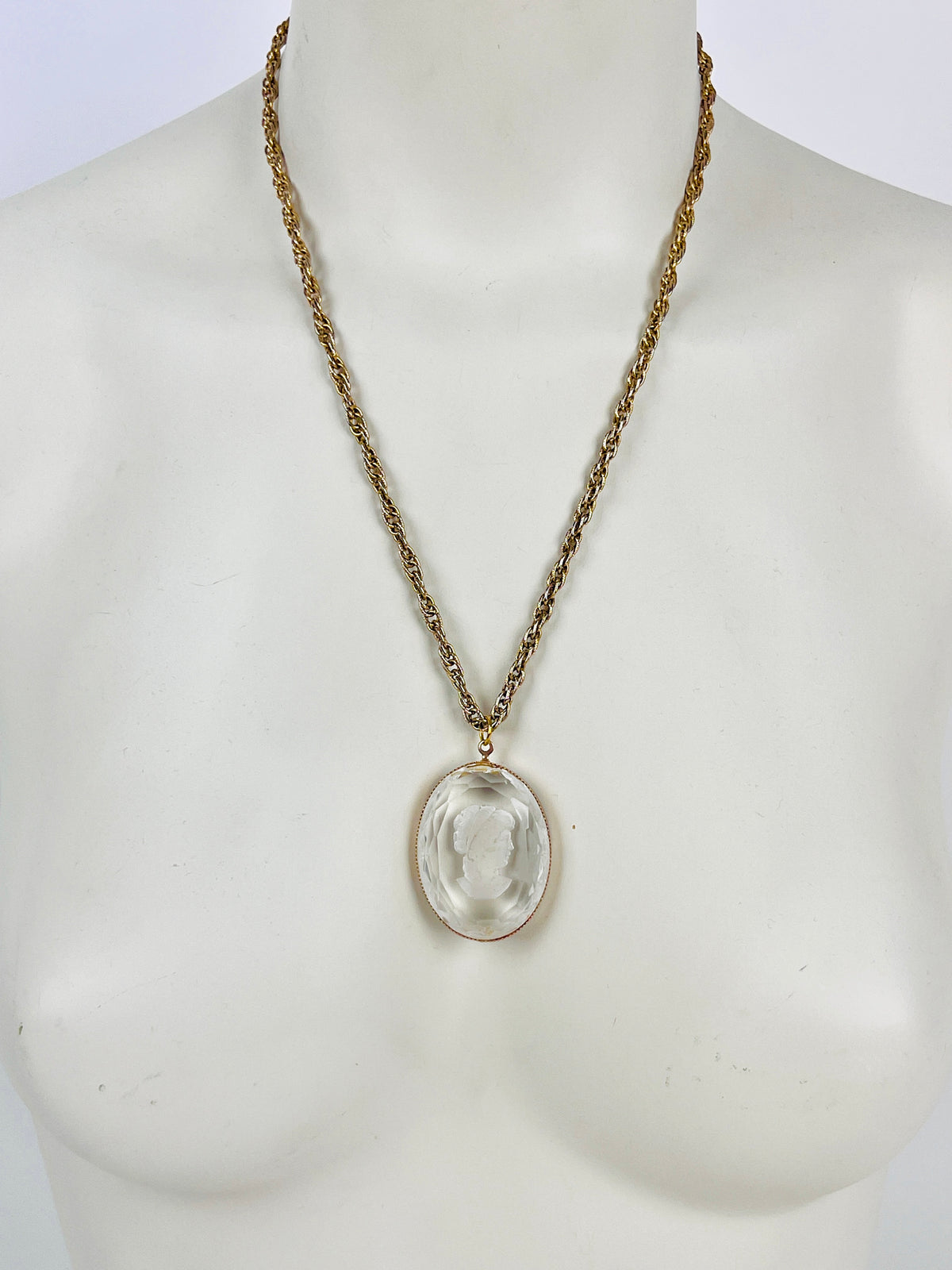 Vintage Glass Intaglio Cameo Necklace