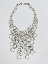 Vintage Silver Tone Bib Necklace